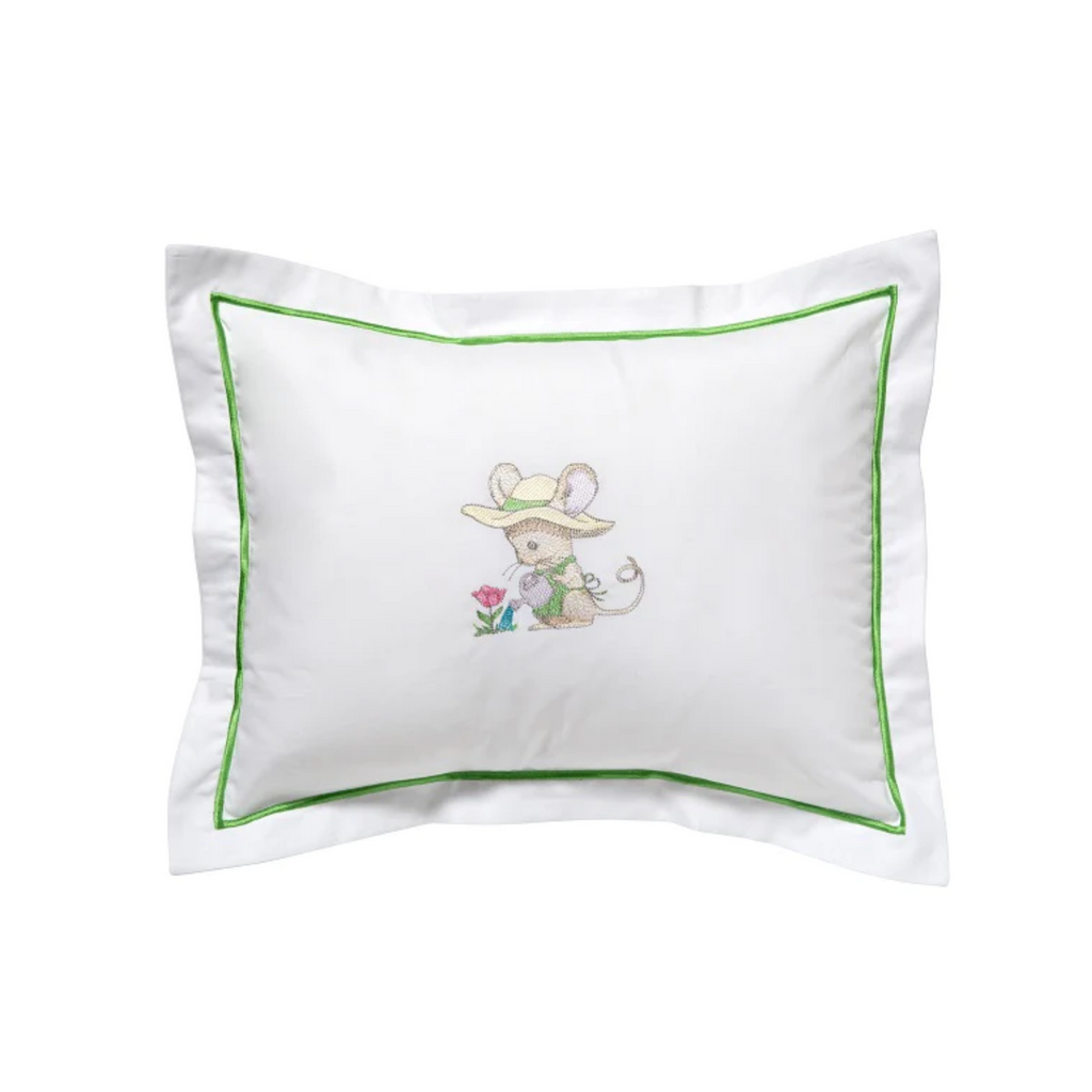 Embroidered Gardening Mouse Boudoir Pillow Cover - The Well Appointed House