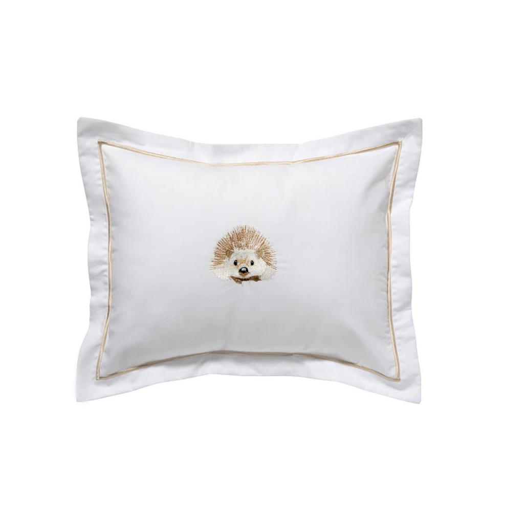 Embroidered Beige Hedgehog Boudoir Pillow Cover - The Well Appointed House