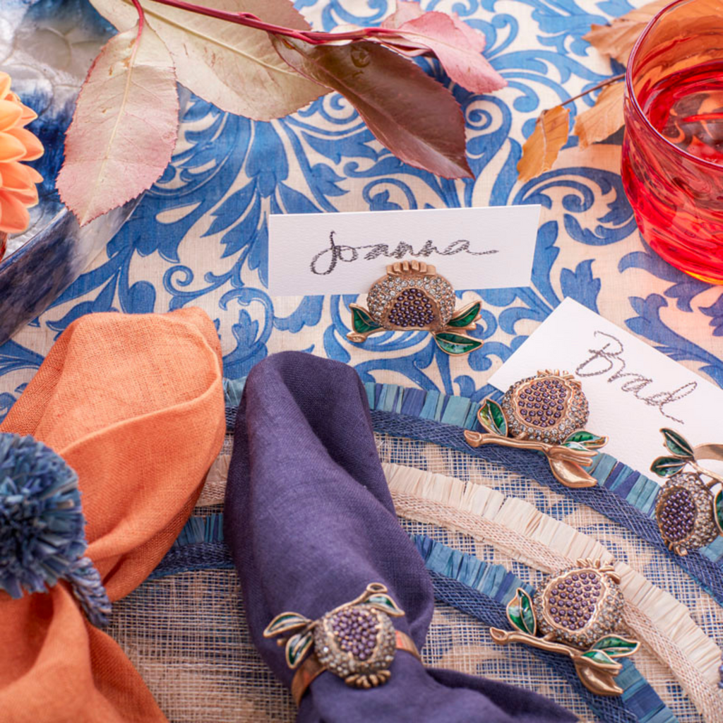 Damask Print Tablecloth, Blue - The Well Appointed House