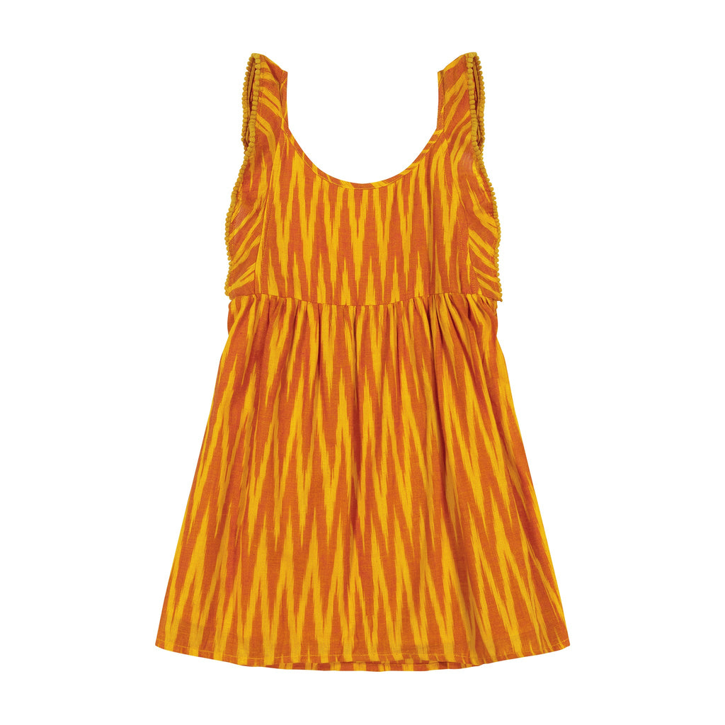 Daphne Girl's Flutter Sleeve Dress Sunset Ikat - The Well Appointed House