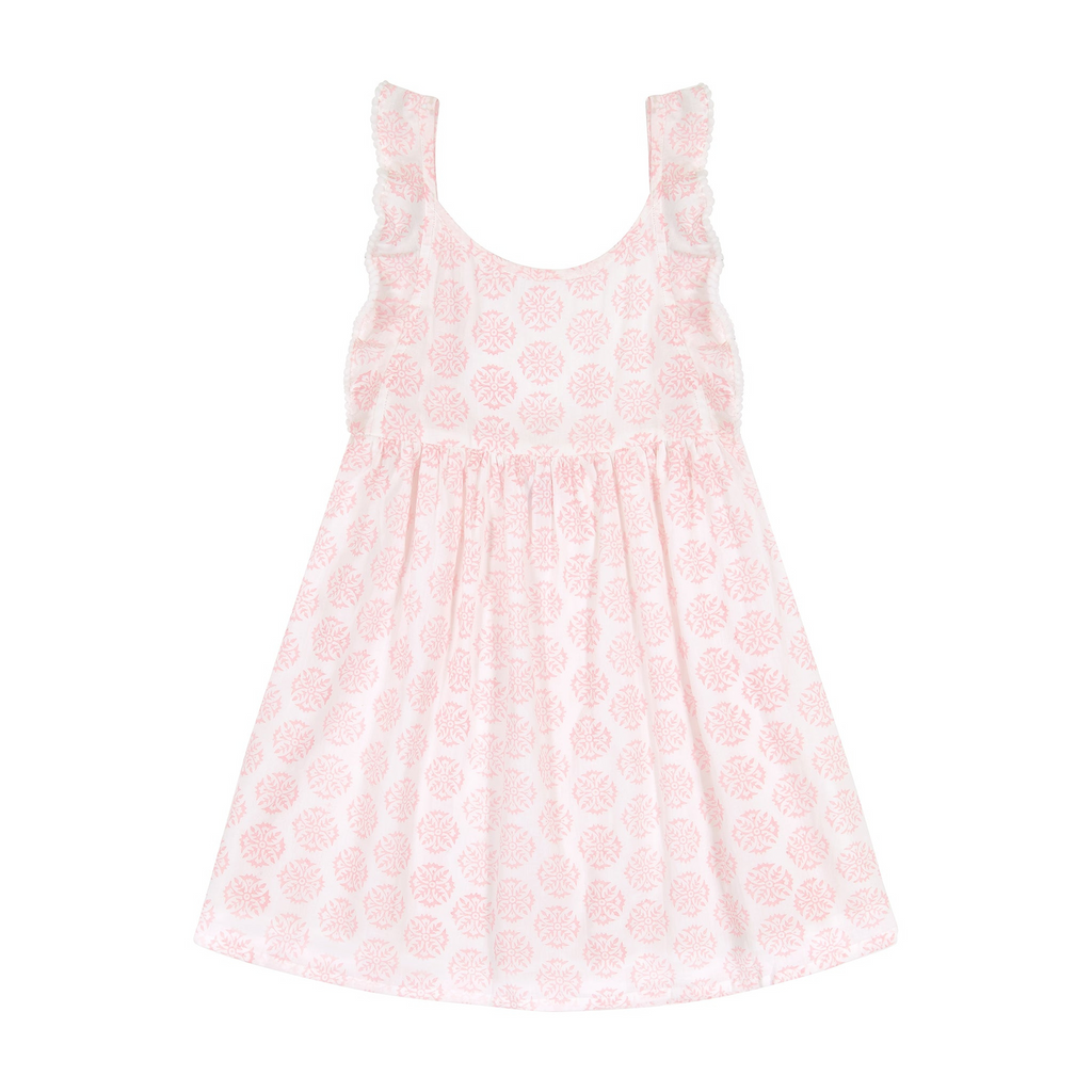 Daphne Girl's Flutter Sleeve Dress Pink Star - The Well Appointed House