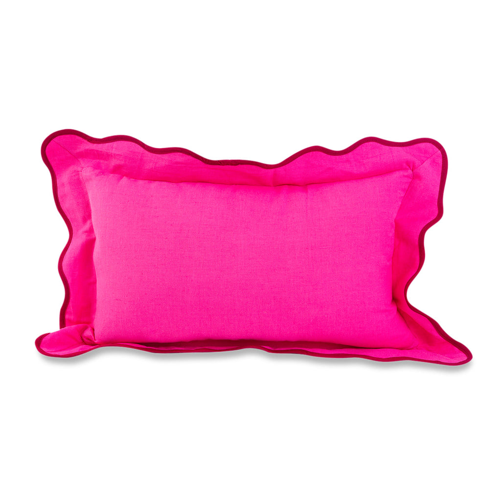 Darcy Linen Lumbar Pillow in Neon Pink + Wine - The Well Appointed House