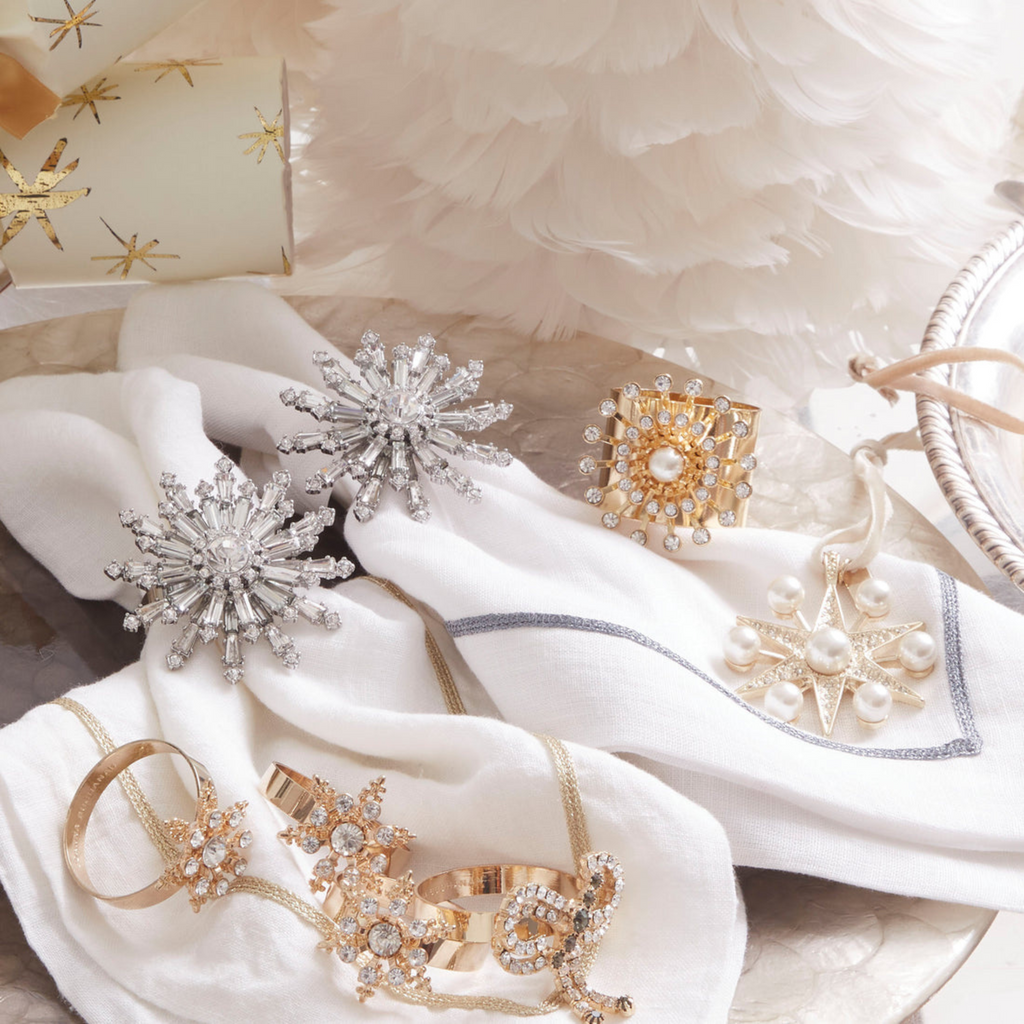 Dazzling Snowflake Napkin Rings, Set of Four - The Well Appointed House