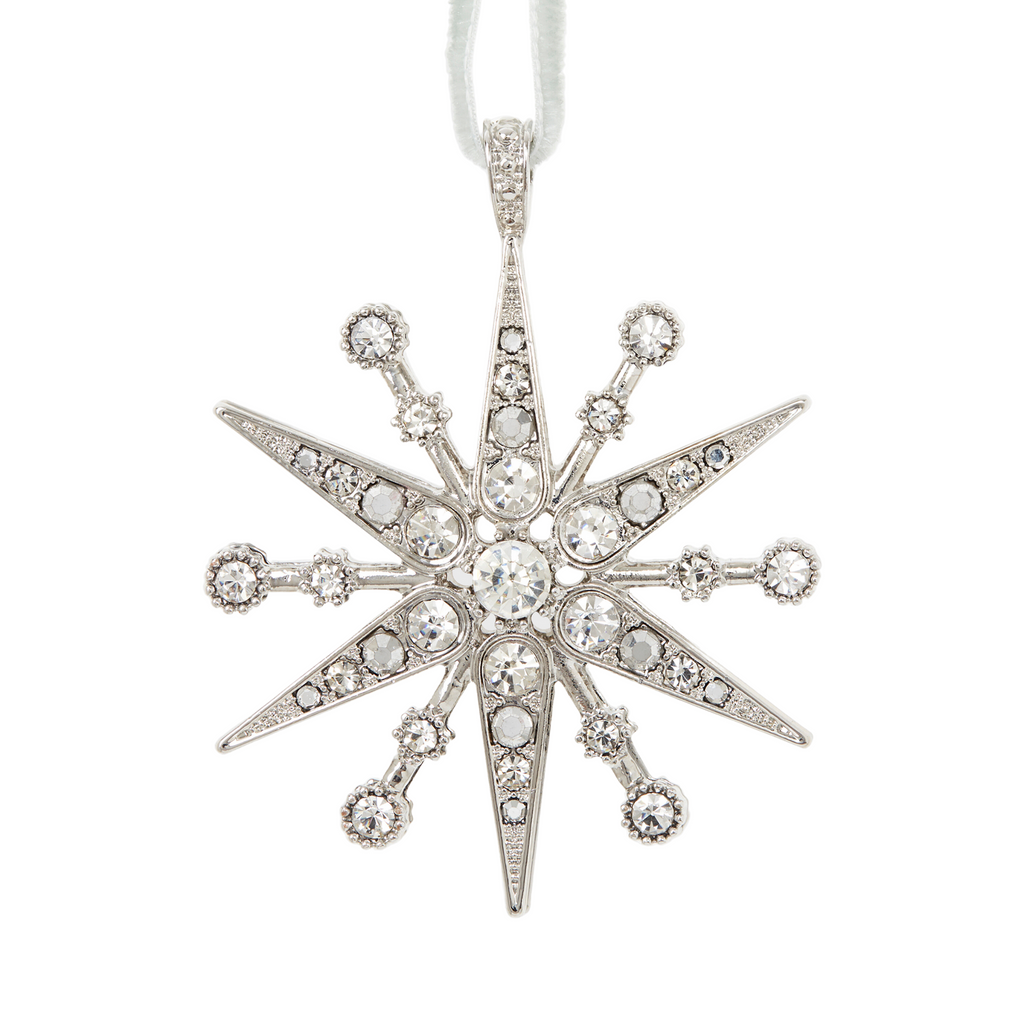Deco Snowflake Hanging Ornament, Crystal - The Well Appointed House