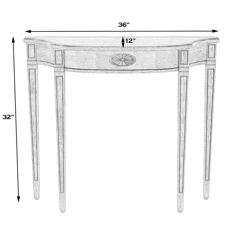 Distressed Antique Beige Crescent Console Table - The Well Appointed House