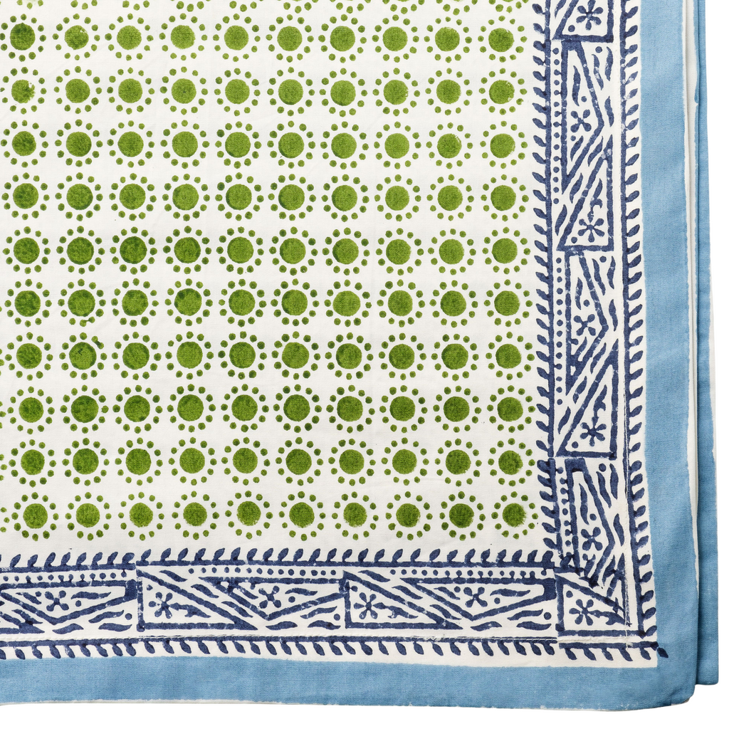 Dot Print Tablecloth, Green - The Well Appointed House