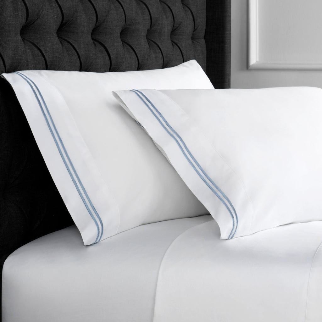 Double Stripe Embroidered Pillowcases - The Well Appointed House