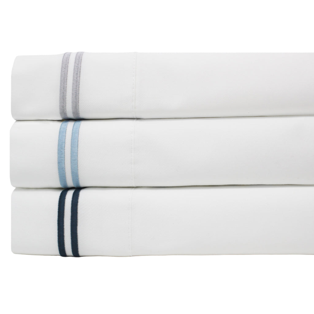 Double Stripe Embroidered Sheet Set - The Well Appointed House 