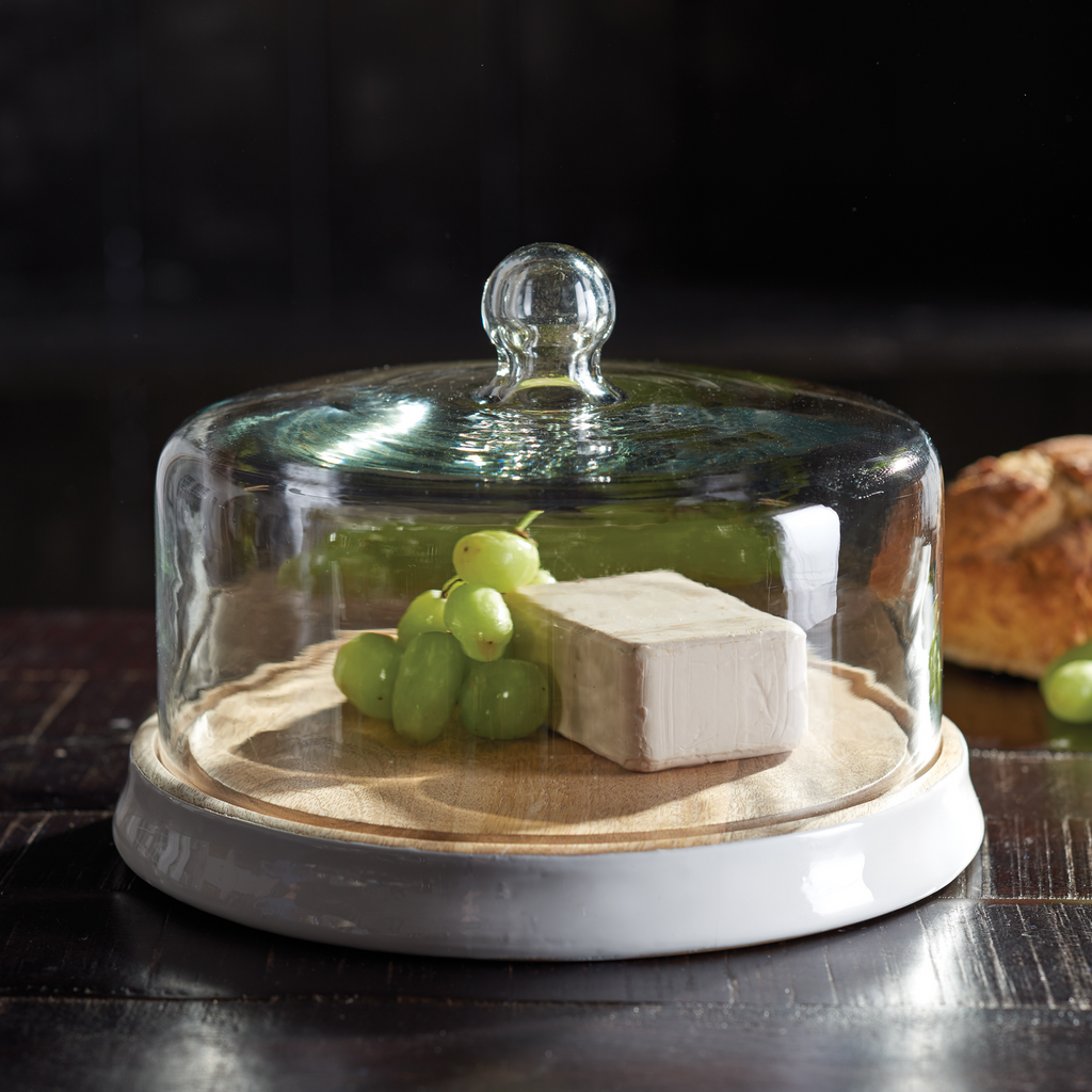 White & Clear Tray With Cloche - Cutting & Cheese Boards - The Well Appointed House
