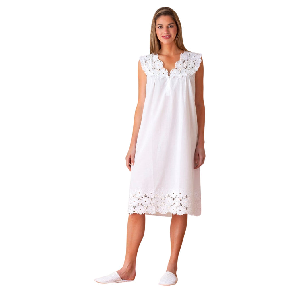 Eloise White Cotton Nightgown-Available in Four Different Sizes-The Well Appointed House