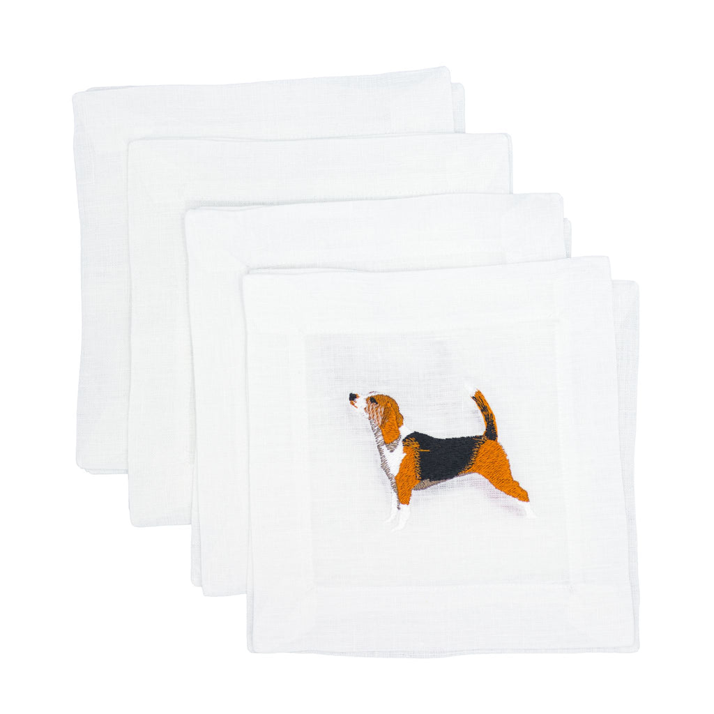Embroidered Beagle Cocktail Napkins- The Well Appointed House