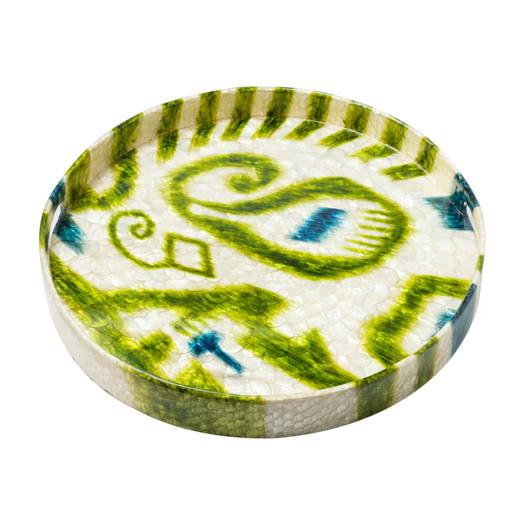 Extra Large Capiz Ikat Tray, Green - The Well Appointed House