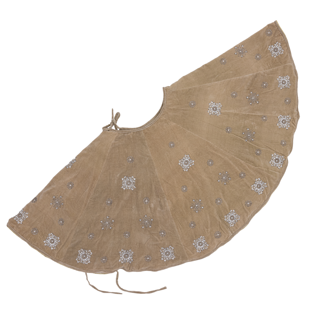 Extra Large Snowflake Tree Skirt, Taupe - The Well Appointed House