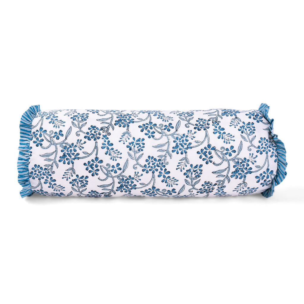 Ruffle Bolster Pillow in Sanibel - The Well Appointed House