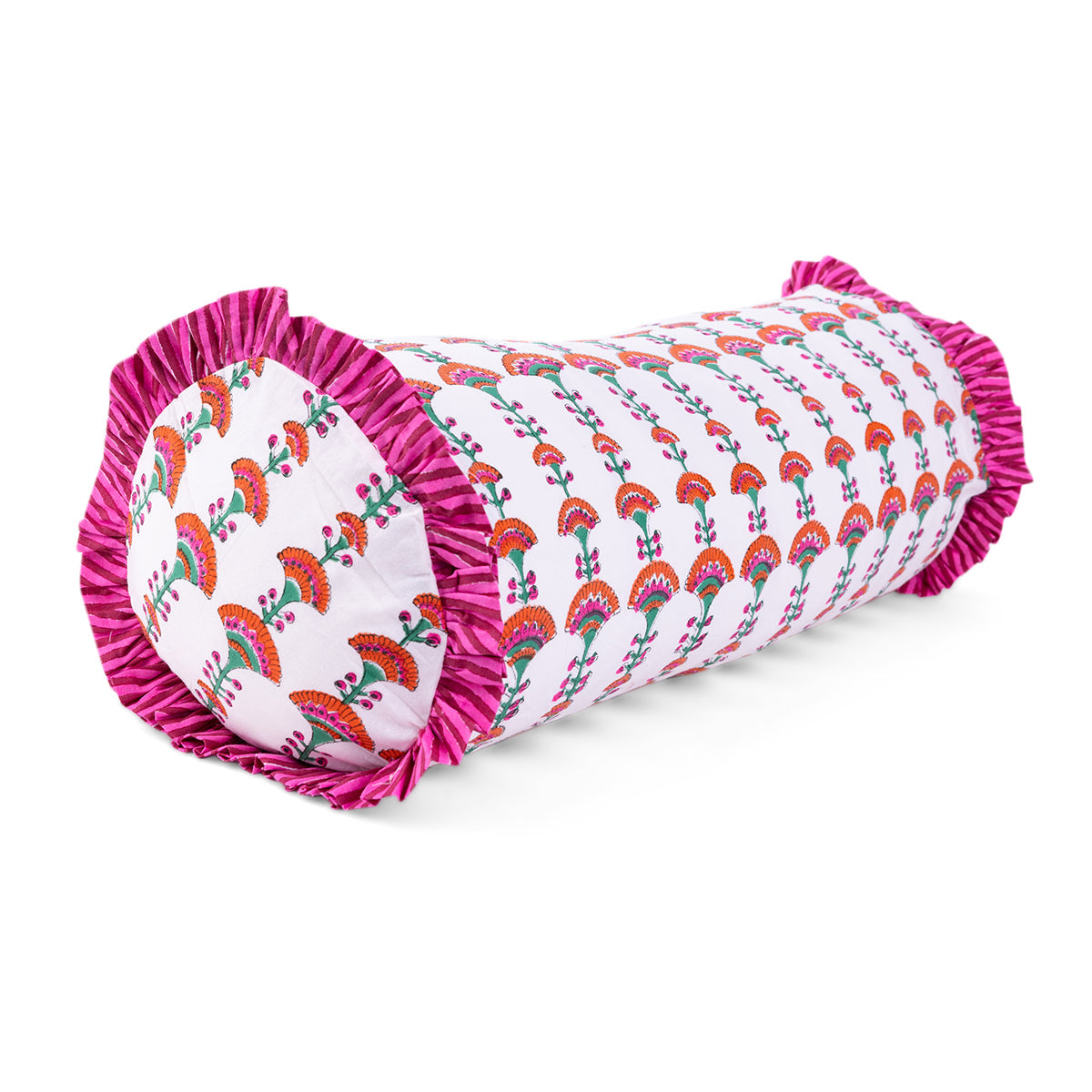 Ruffle Bolster Pillow in Eugenie The Well Appointed House