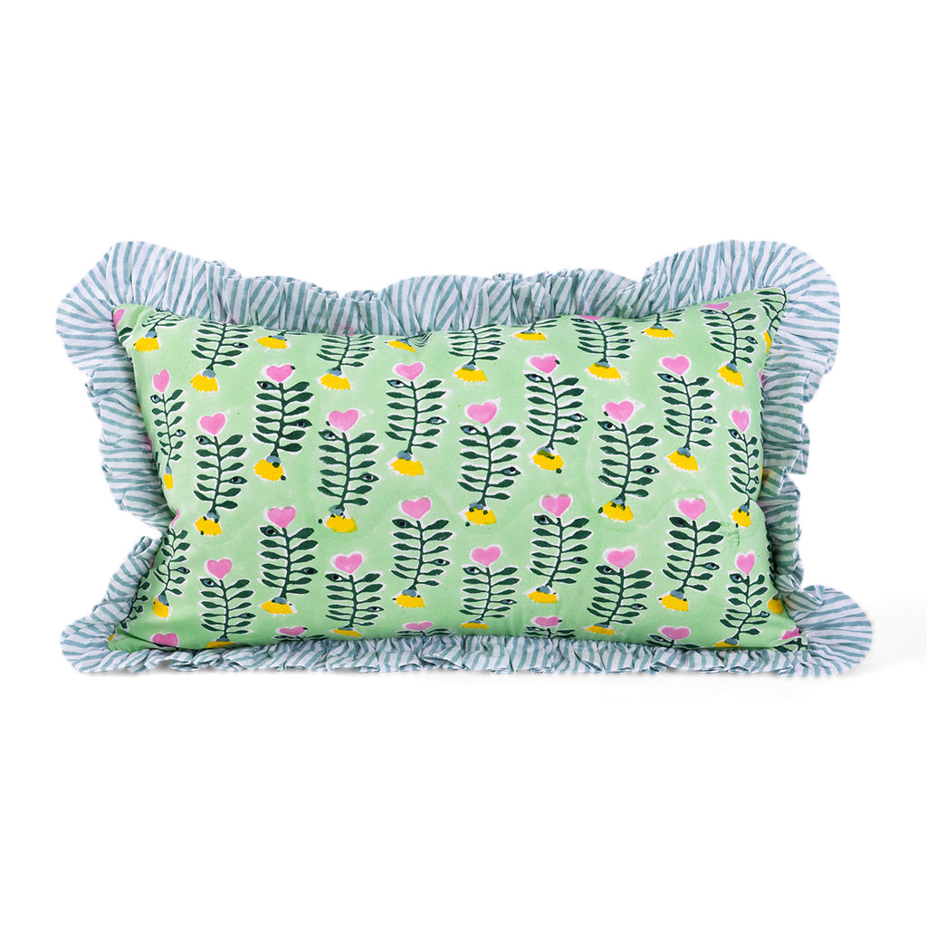 Ruffle Lumbar Pillow in Julep - The Well Appointed House