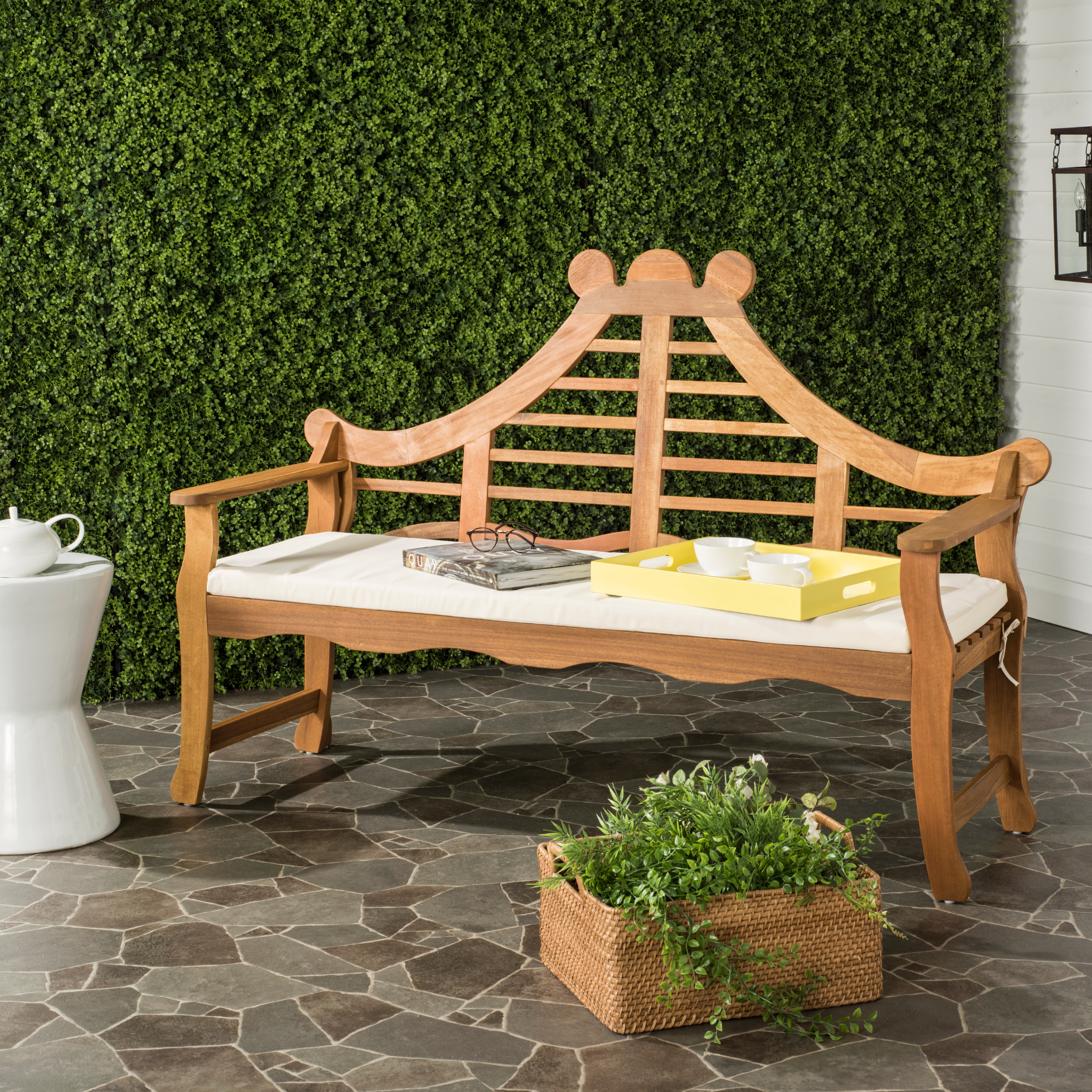Fancy Garden Bench in Teak Brown Finish – The Well Appointed House