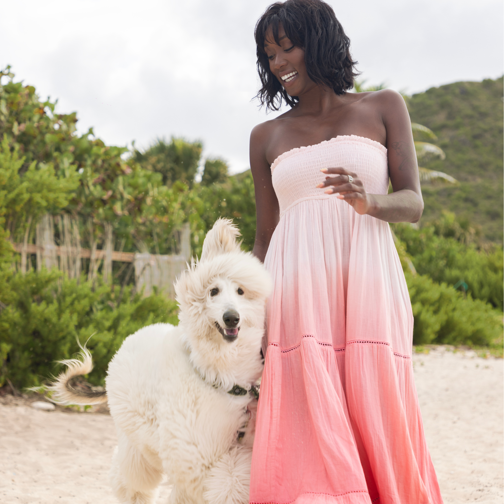 Fati Women's Strapless Maxi Dress, Rose Ombre Fati Women's Strapless Maxi Dress, Rose Ombre