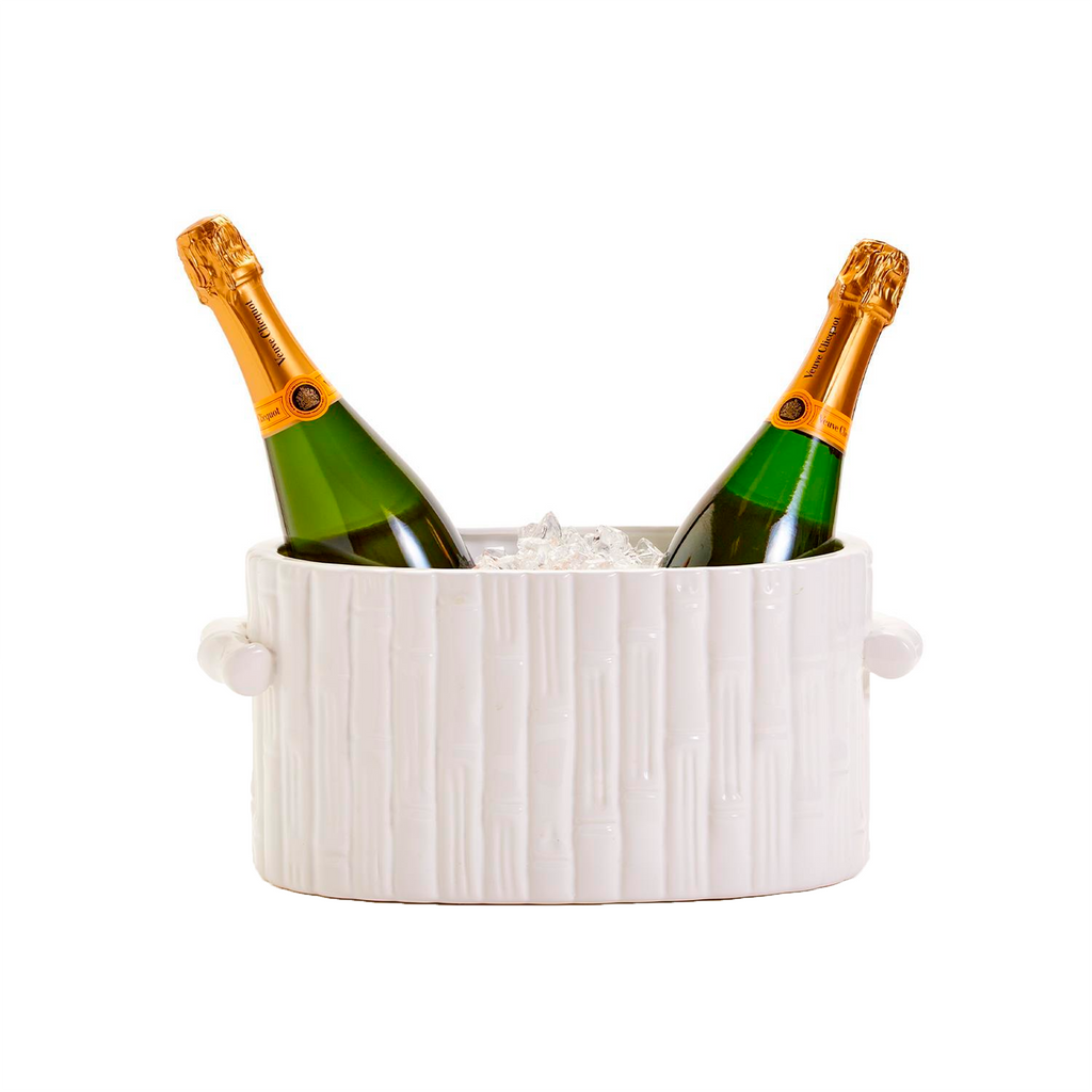 Faux Bamboo Oval Centerpiece Cachepot with Handles - The Well Appointed House