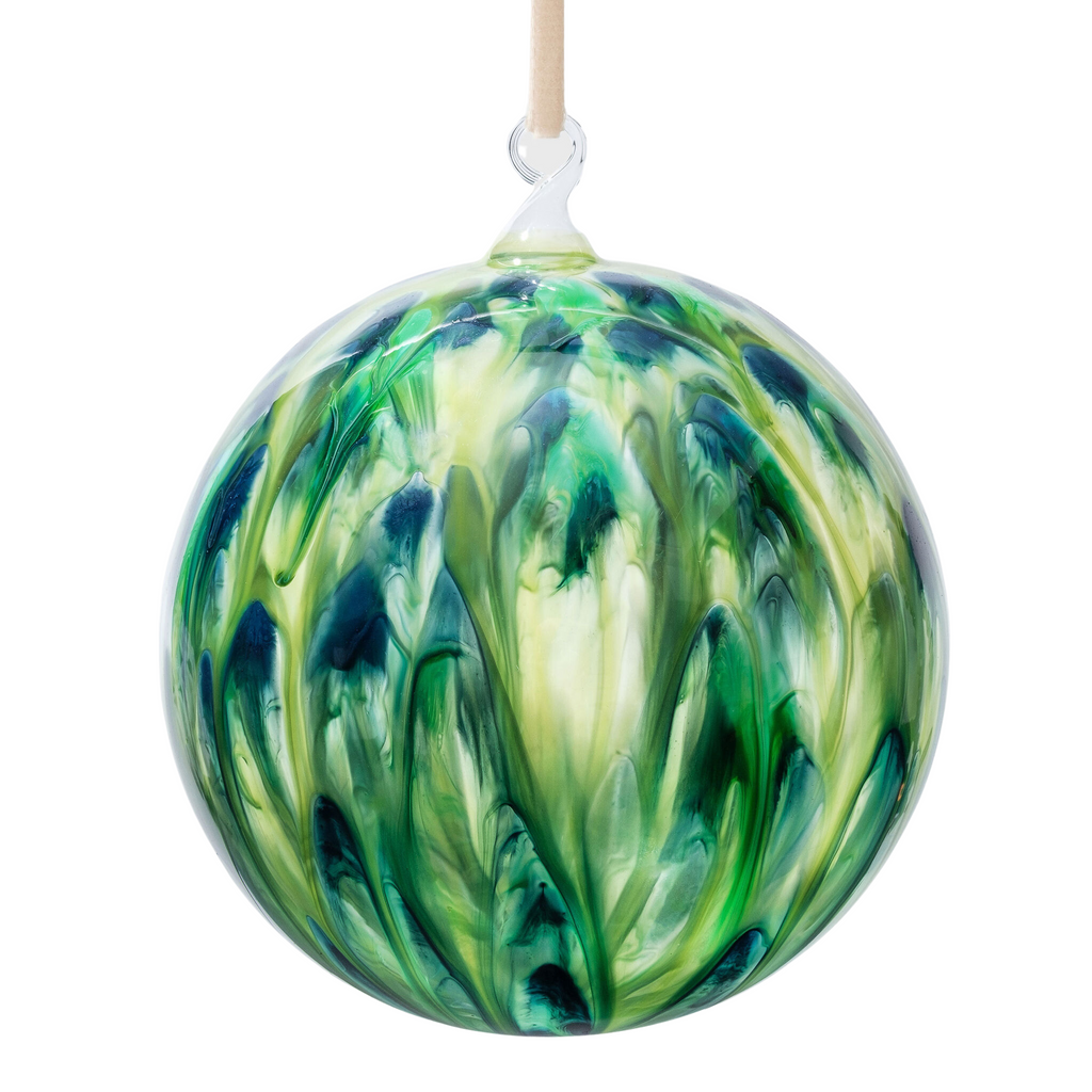Feather Paint Large Glass Balls, Green, Set of Two - The Well Appointed House
