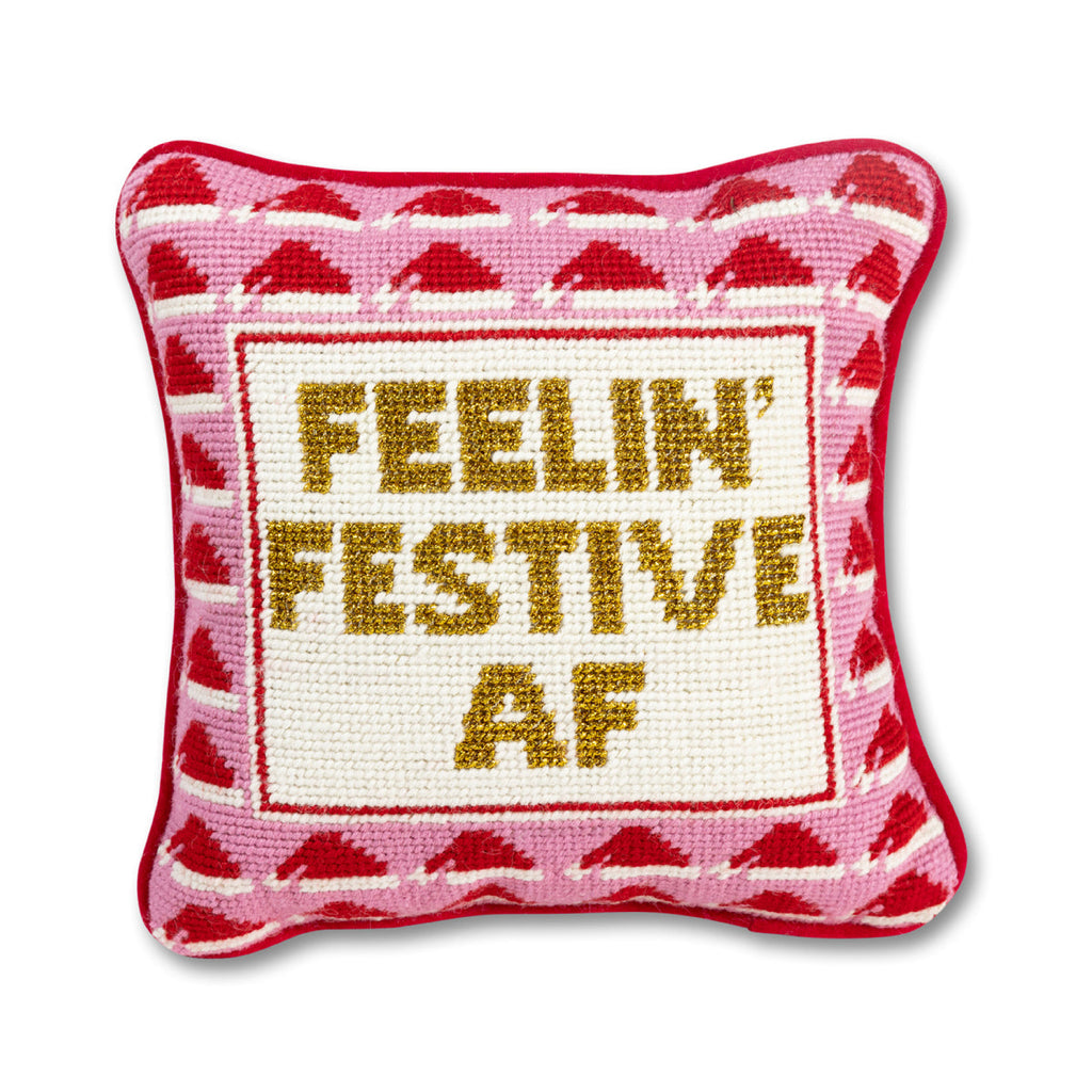 Festive AF Needlepoint Pillow - The Well Appointed House