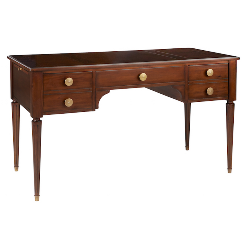 Five Drawer Desk with Brass Hardware - The Well Appointed House