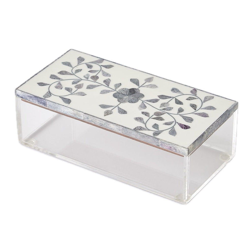 Floral Inlay Acrylic Rectangular Box - The Well Appointed House