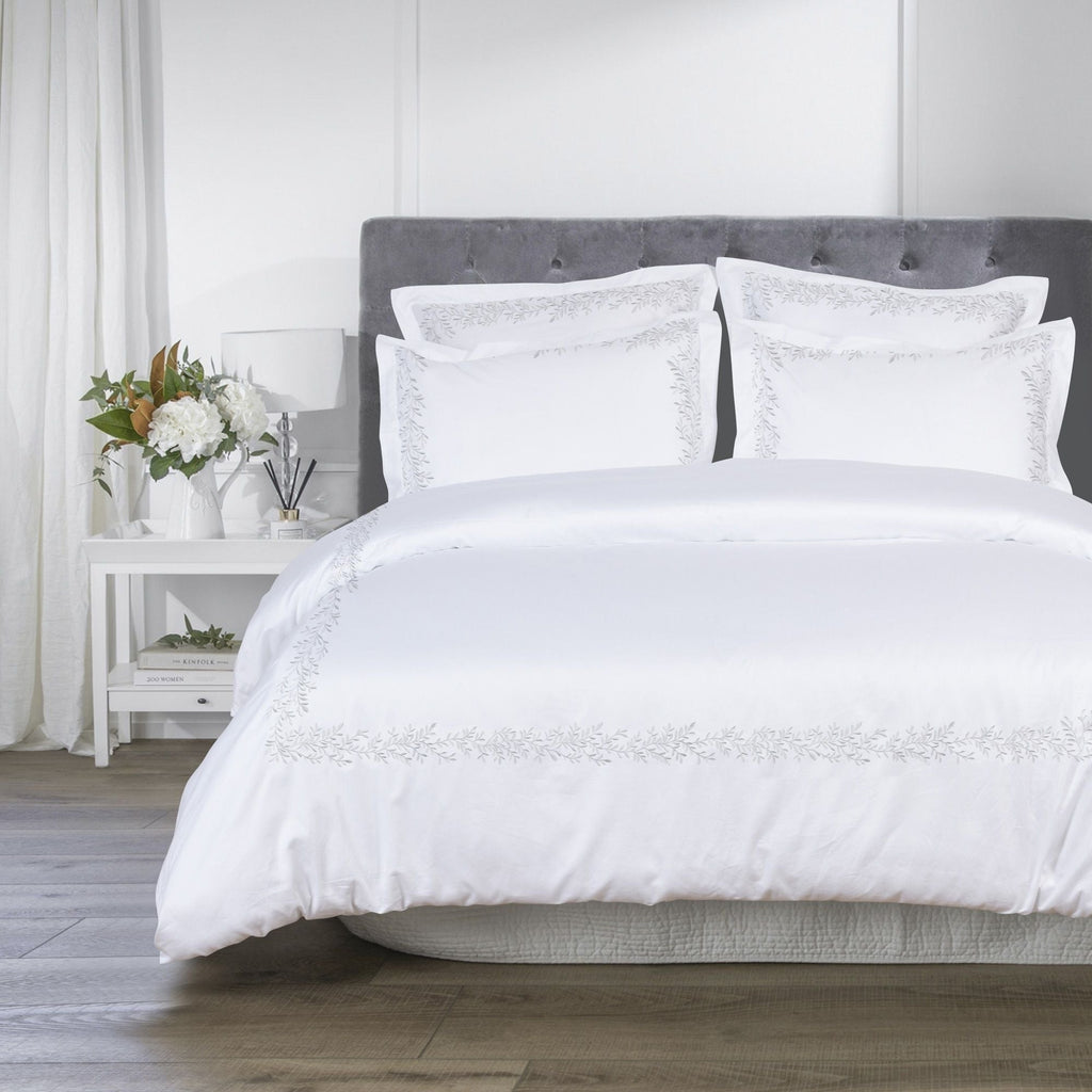 Floral Vine Embroidered Duvet Set - The Well Appointed House 