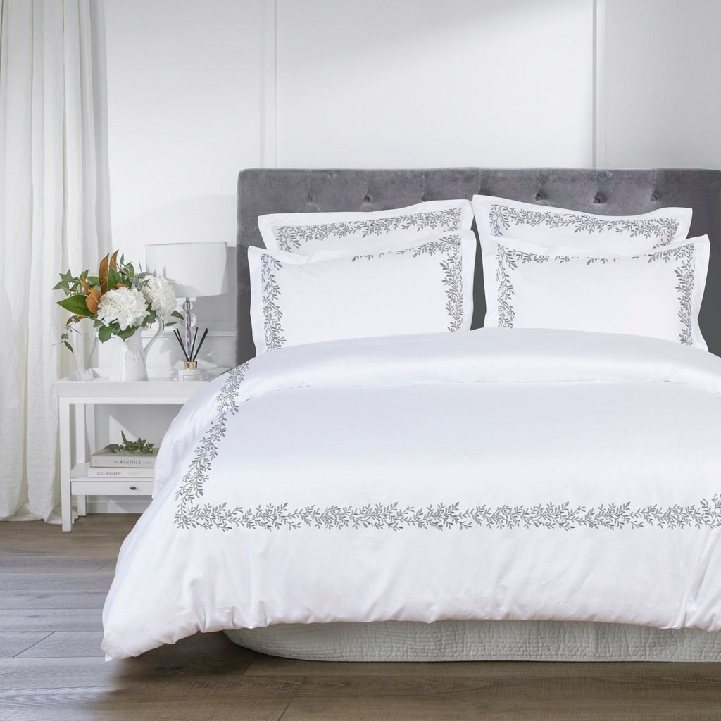 Floral Vine Embroidered Duvet Set - The Well Appointed House 