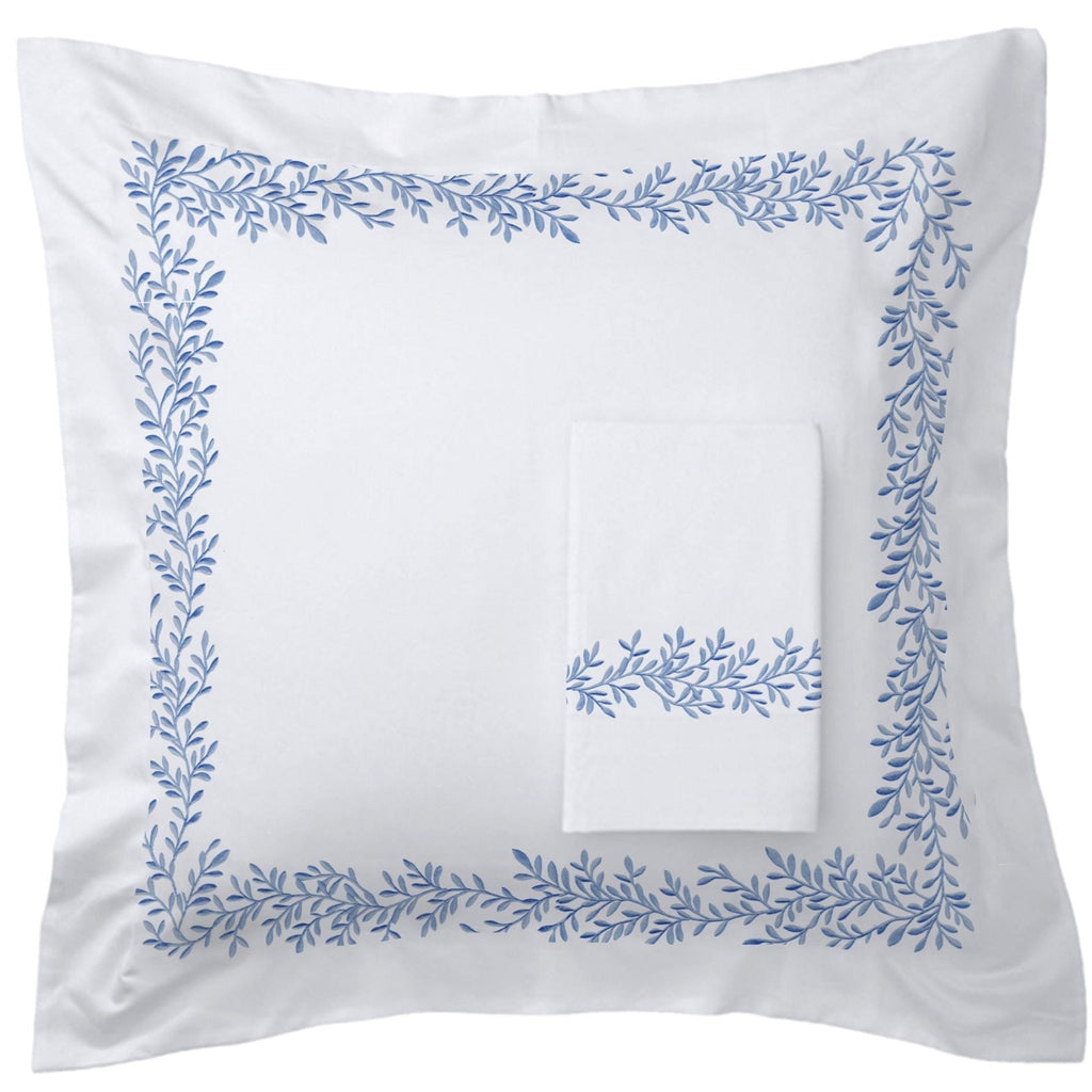 Floral Vine Embroidered Euro Sham Pairs - The Well Appointed House 