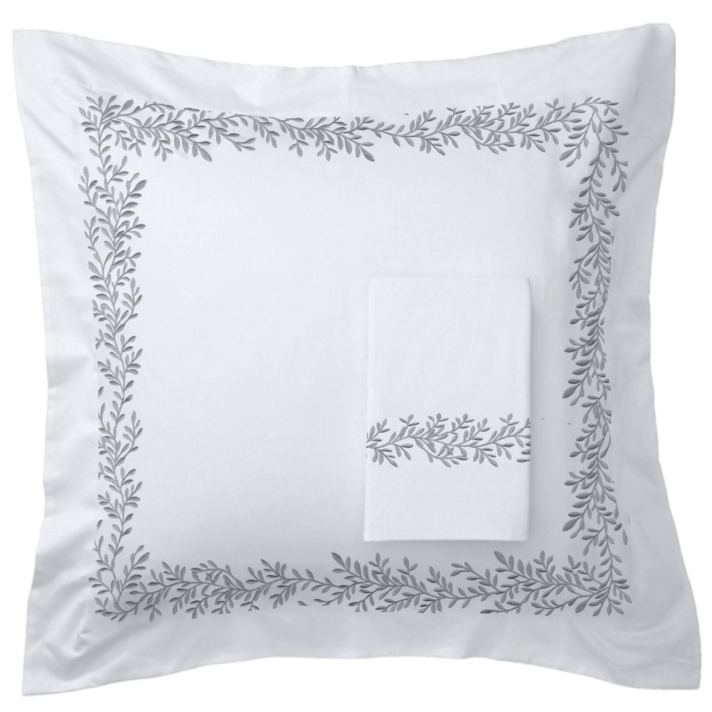 Floral Vine Embroidered Euro Sham Pairs - The Well Appointed House 