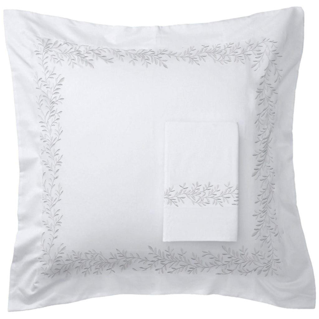 Floral Vine Embroidered Euro Sham Pairs - The Well Appointed House 