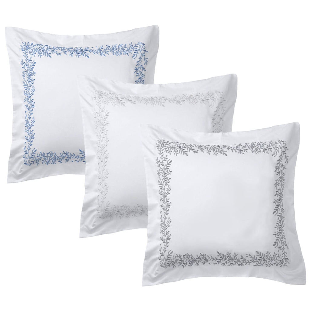 Floral Vine Embroidered Euro Sham Pairs - The Well Appointed House 