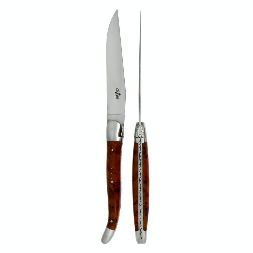 2 Piece Steak Knife Set in Thuya Burl Satin Finish - THE WELL APPOINTED HOUSE