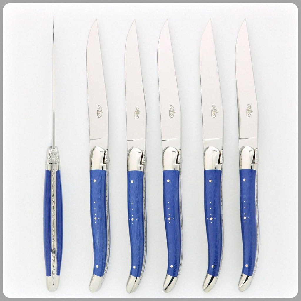 6 Piece Steak Knife Set in Fabric Series Blue - THE WELL APPOINTED HOUSE