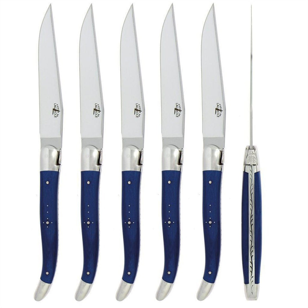 6 Piece Steak Knife Set in Fabric Series Blue - THE WELL APPOINTED HOUSE