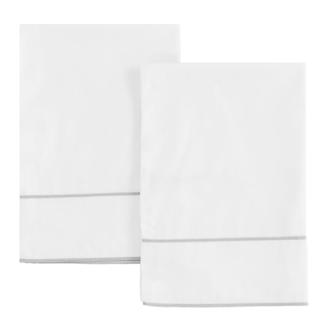 Framed Sateen Embroidered Cotton Pillowcase Pair - The Well Appointed House 