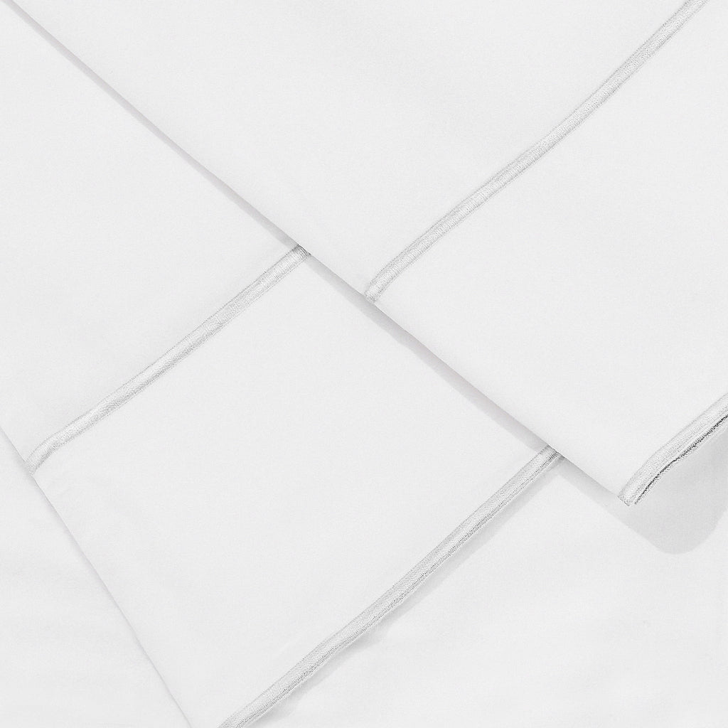 Framed Sateen Embroidered Cotton Pillowcase Pair - The Well Appointed House 