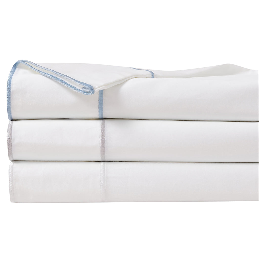 Framed Sateen Embroidered Cotton Pillowcase Pair - The Well Appointed House 