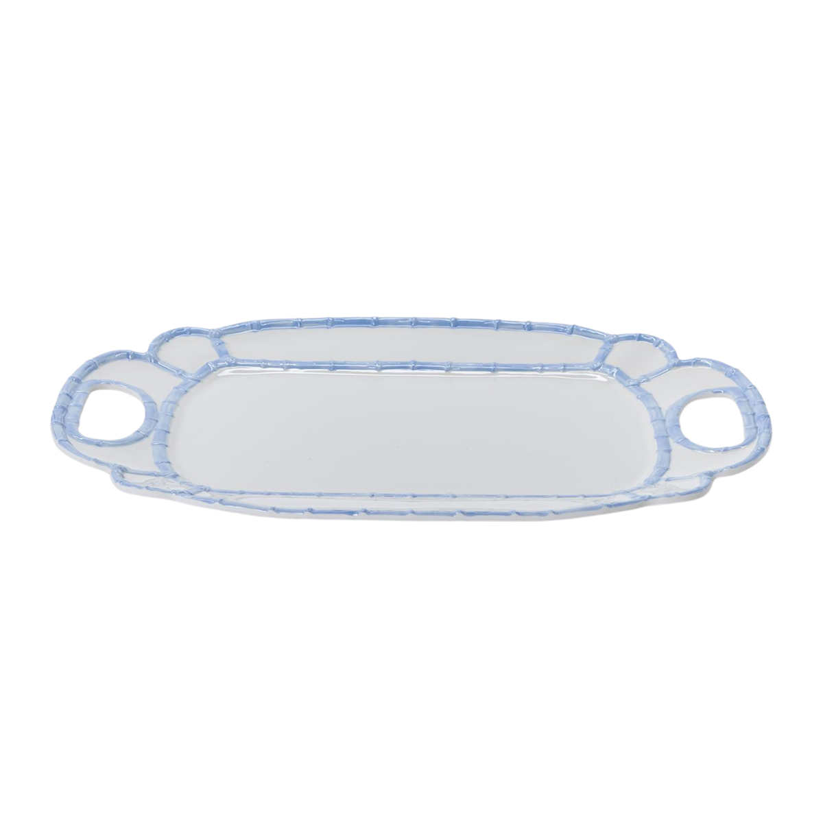 French Blue Bamboo Touch Platter with Bamboo Rim Design