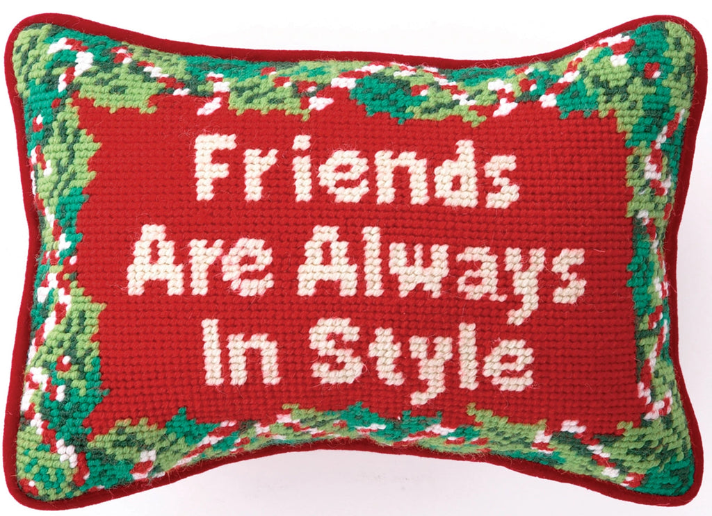 Friends Are Always in Style Needlepoint Pillow - The Well Appointed House 
