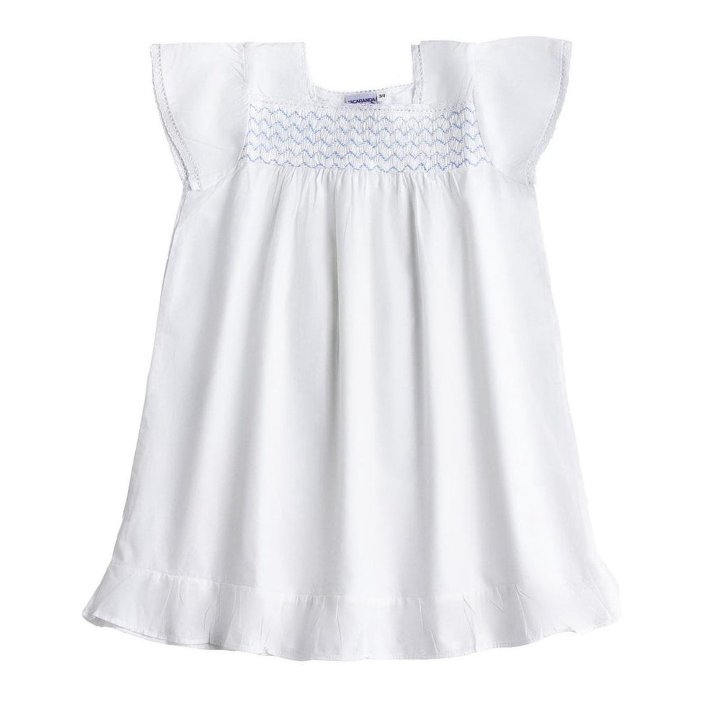 Amelia White Cotton Dress, Smocked - The Well Appointed House