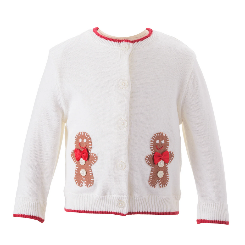 Rachel Riley Baby Girl Gingerbread Applique Cardigan - The Well Appointed House