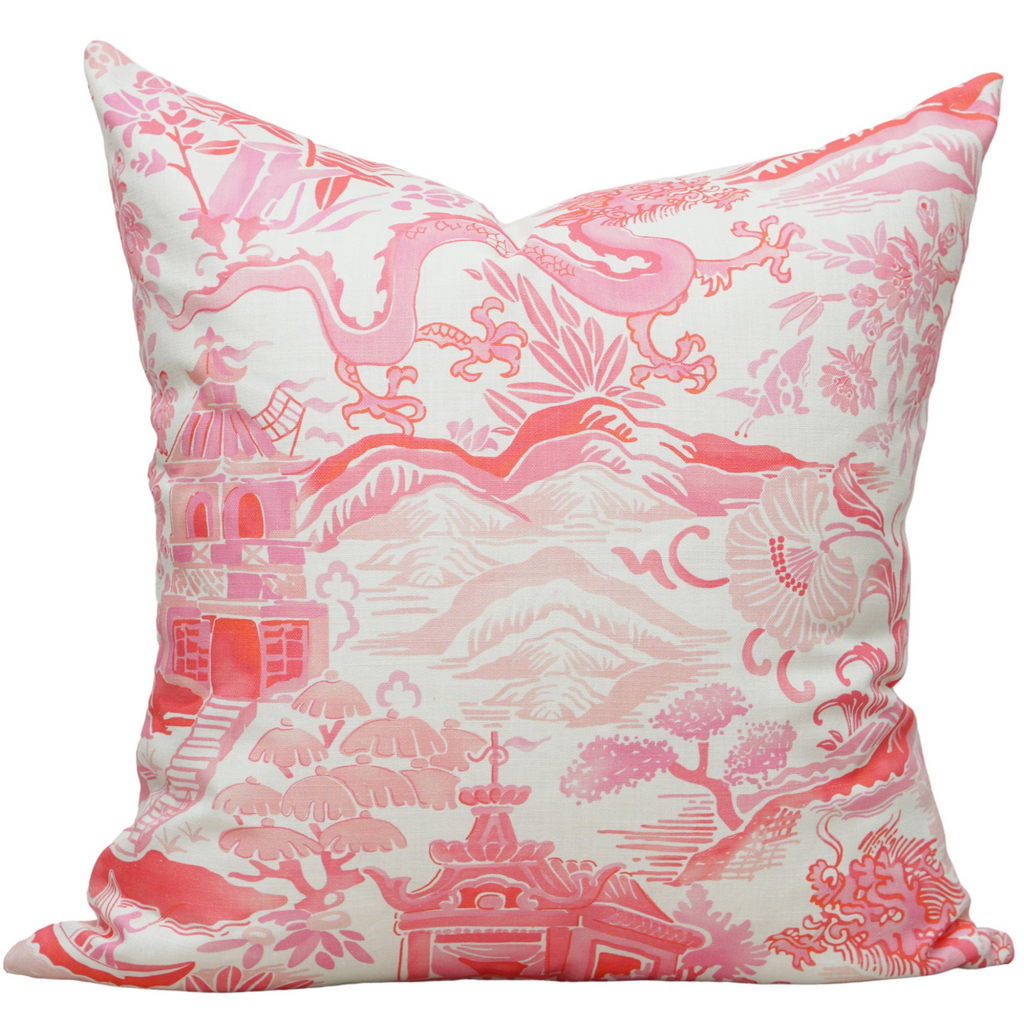 Gardens of Chinoiserie Pillow Cover in Pink - The Well Appointed House