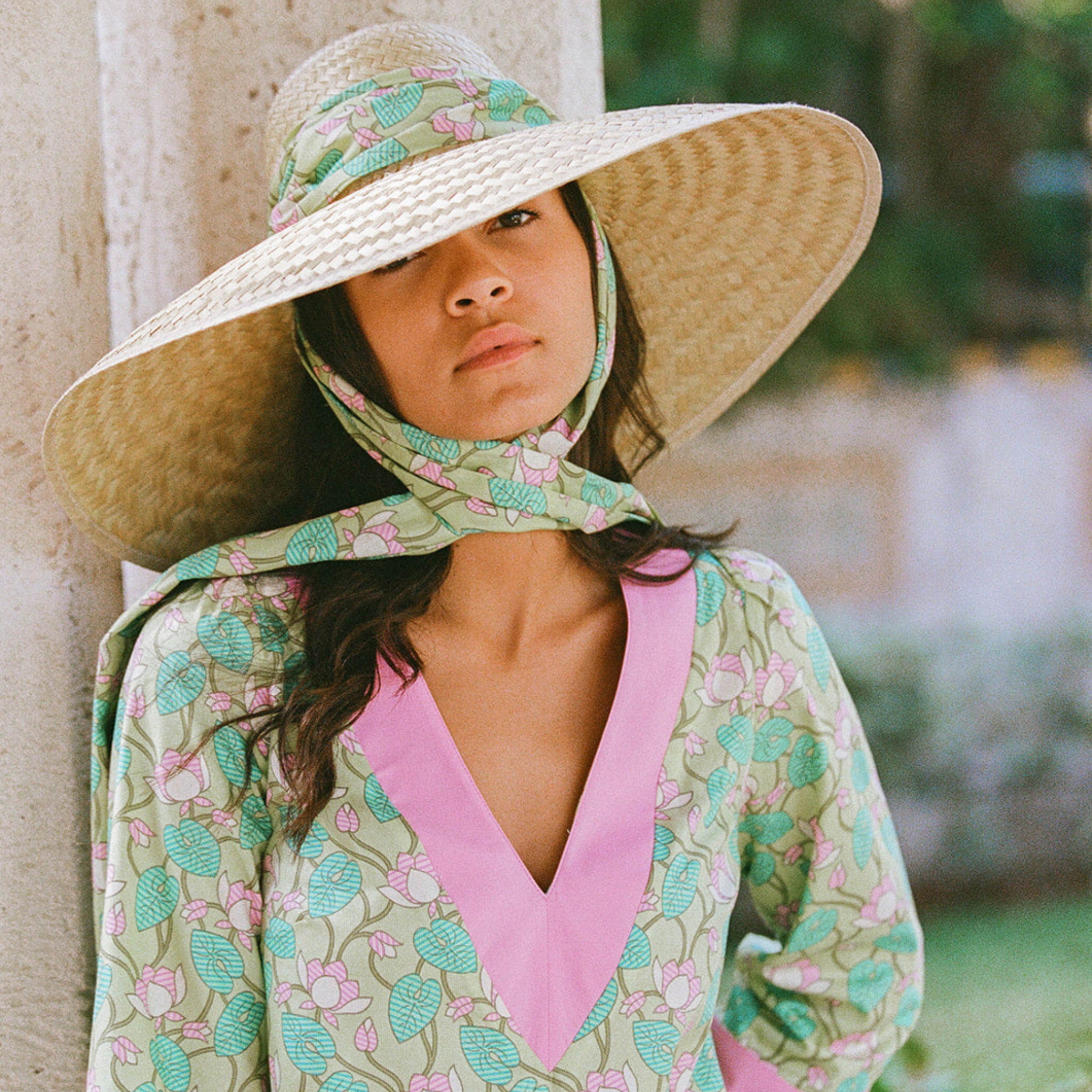 Geranium Sun Hat - Long Coral Grosgrain Ribbon – The Well