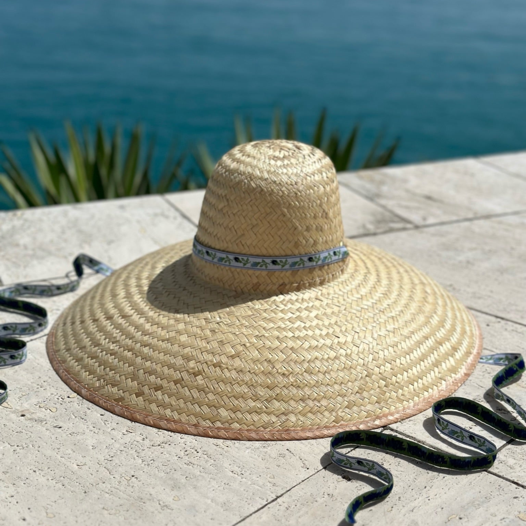 Geranium Sun Hat - Long Coral Grosgrain Ribbon – The Well 