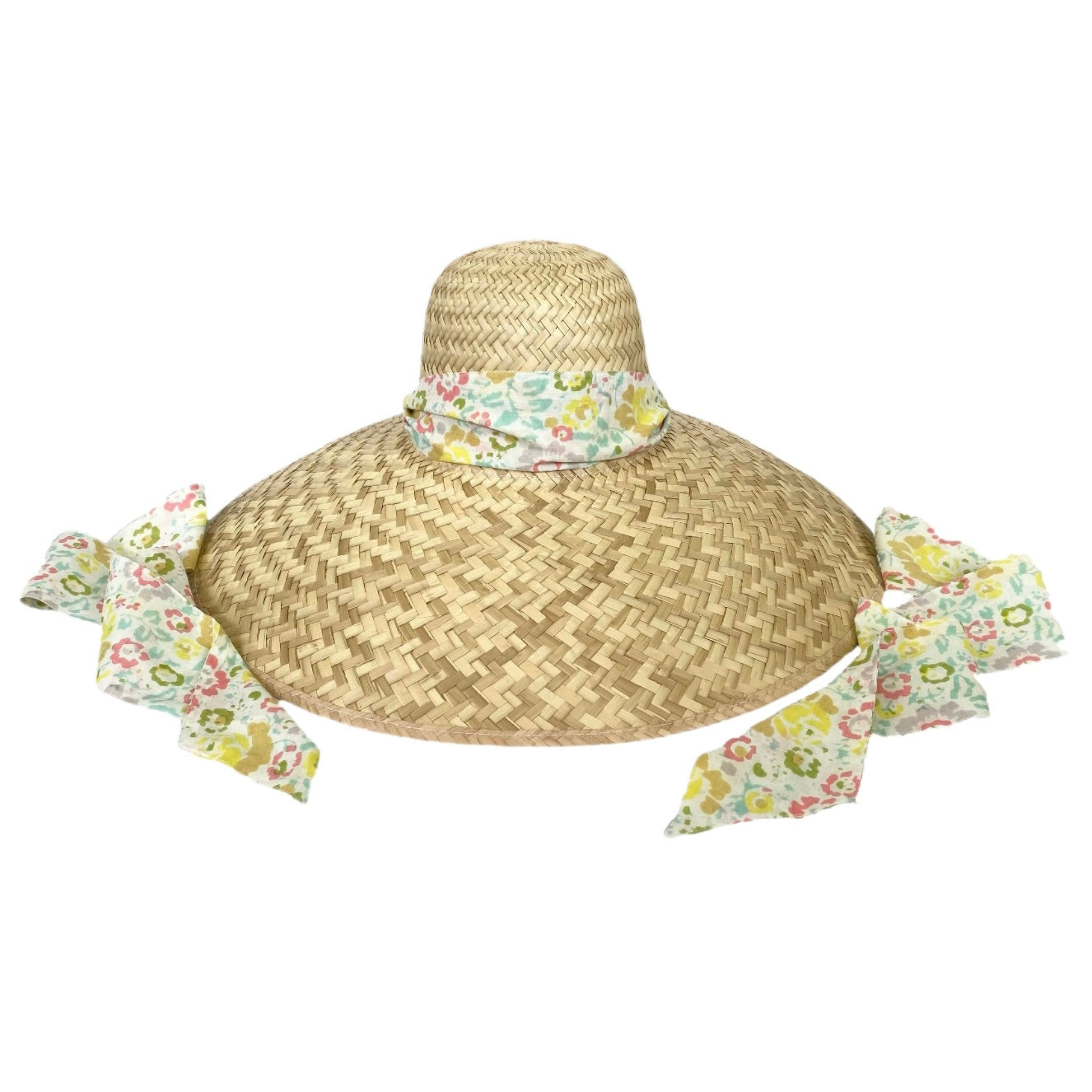 Lack Of Color Pastel Floral Sun Hat - Peach & Green LACK of COLOR Peach Bloom Floral Print Cotton Bucket Hat L  main image 3