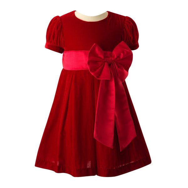 girls red velvet dress Crushed Velvet Bow Dress 6y