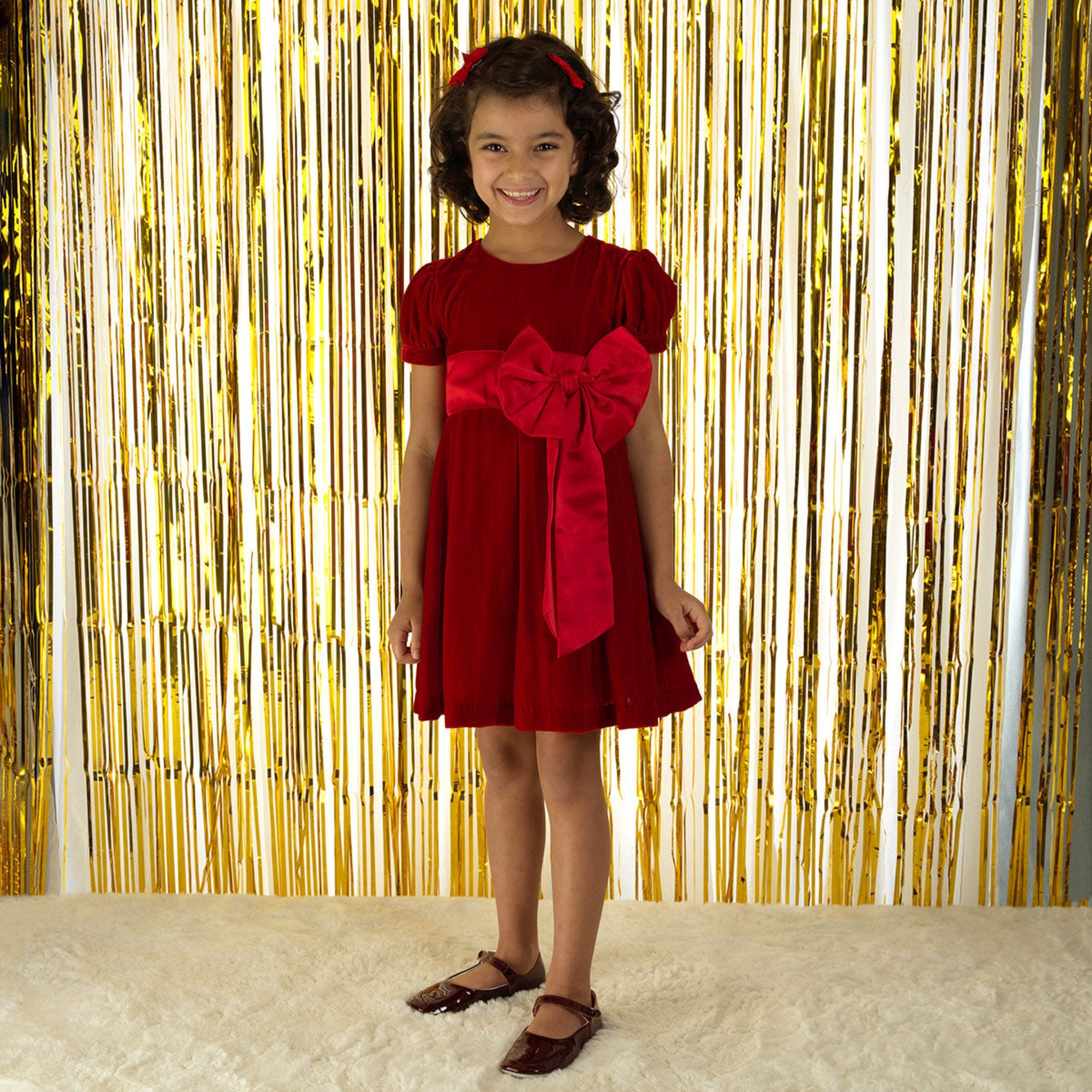 fitted lace wedding dress Crushed Velvet Bow Dress 6Y