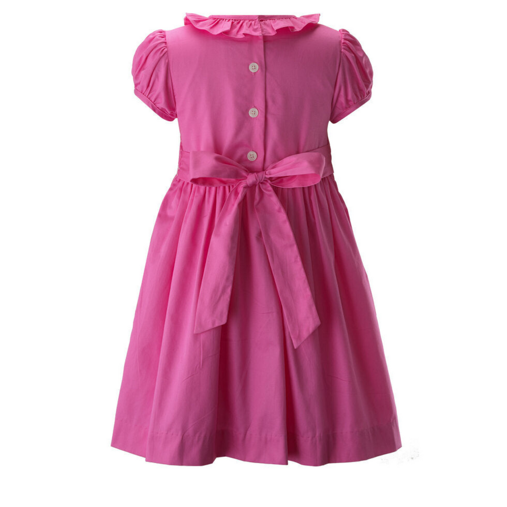 Girls Heart Smocked Frill Collar Dress - The Well Appointed House